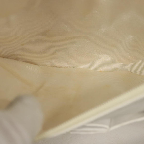 CHANEL Matelasse Chain Shoulder Bag Lamb Skin White Gold CC Auth bs28860