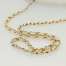 CHANEL Matelasse Chain Shoulder Bag Lamb Skin White Gold CC Auth bs28860-7