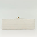 CHANEL Matelasse Chain Shoulder Bag Lamb Skin White Gold CC Auth bs28860-5