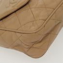 CHANEL Matelasse Chain Shoulder Bag Lamb Skin Beige Gold CC Auth bs28861-10