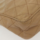 CHANEL Matelasse Chain Shoulder Bag Lamb Skin Beige Gold CC Auth bs28861-12