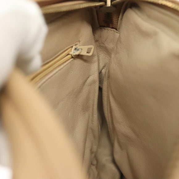 CHANEL Matelasse Chain Shoulder Bag Lamb Skin Beige Gold CC Auth bs28861