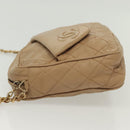 CHANEL Matelasse Chain Shoulder Bag Lamb Skin Beige Gold CC Auth bs28861-5