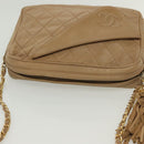 CHANEL Matelasse Chain Shoulder Bag Lamb Skin Beige Gold CC Auth bs28861-6