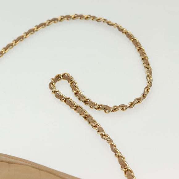 CHANEL Matelasse Chain Shoulder Bag Lamb Skin Beige Gold CC Auth bs28861