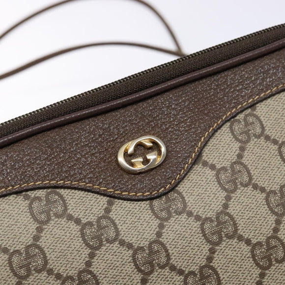 GUCCI GG Supreme Shoulder Bag PVC Beige Gold 156 02 068 Auth bs28869