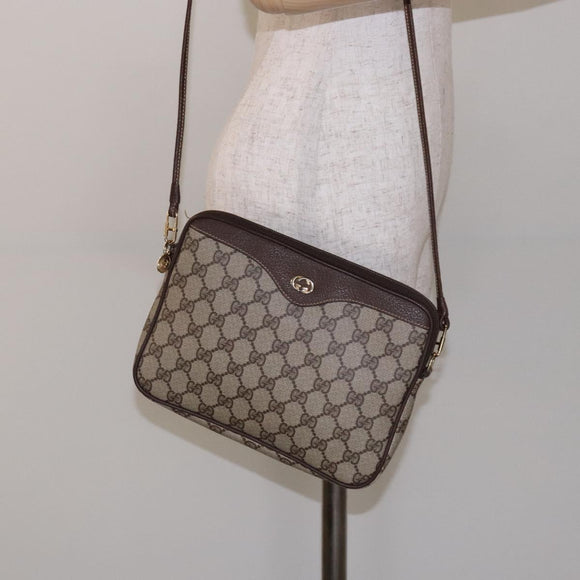 GUCCI GG Supreme Shoulder Bag PVC Beige Gold 156 02 068 Auth bs28869