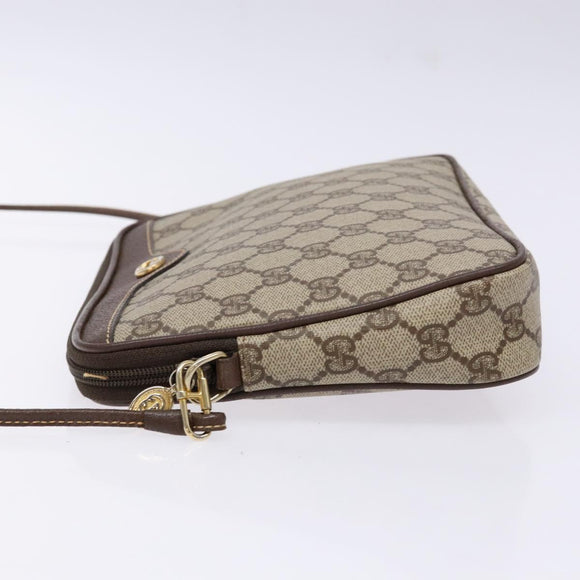 GUCCI GG Supreme Shoulder Bag PVC Beige Gold 156 02 068 Auth bs28869