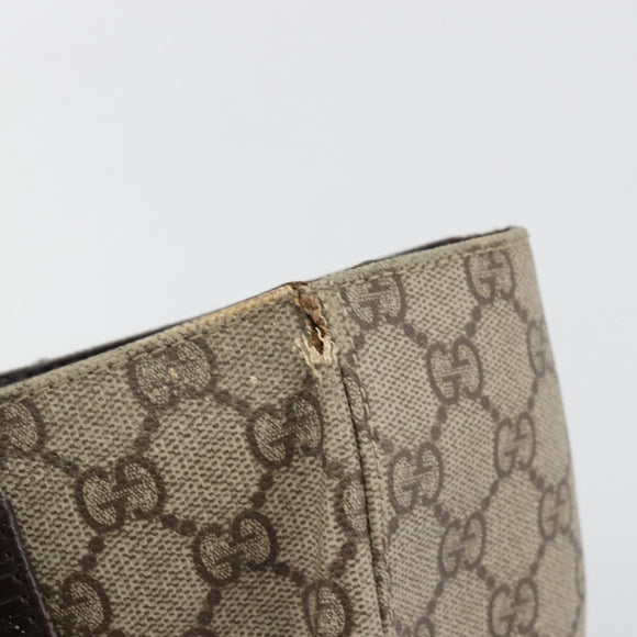 GUCCI GG Supreme Tote Tas PVC Beige Zilver 141976 Auth bs28870