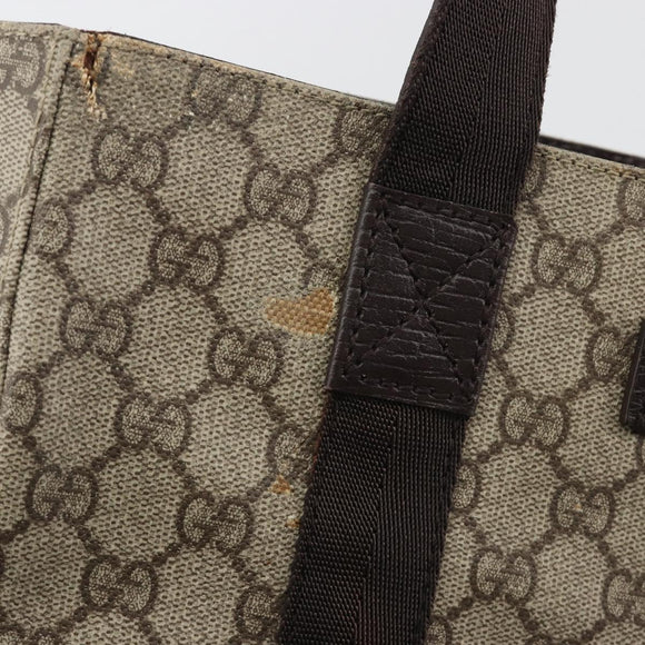 GUCCI GG Supreme Tote Tas PVC Beige Zilver 141976 Auth bs28870