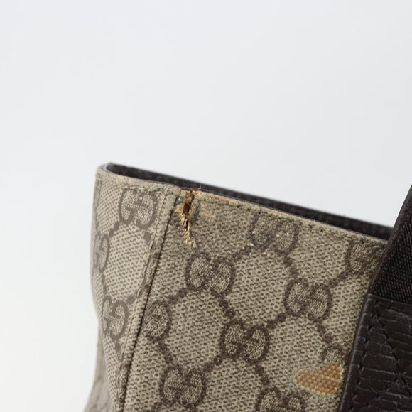 GUCCI GG Supreme Tote Tas PVC Beige Zilver 141976 Auth bs28870