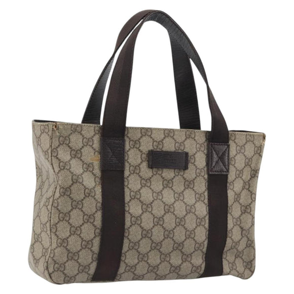 GUCCI GG Supreme Tote Tas PVC Beige Zilver 141976 Auth bs28870