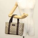 GUCCI GG Supreme Tote Bag PVC Beige Silver 141976 Auth bs28870-24