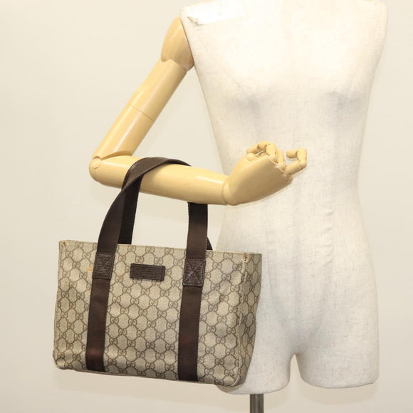 GUCCI GG Supreme Tote Bag PVC Beige Silver 141976 Auth bs28870