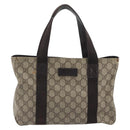 GUCCI GG Supreme Tote Tas PVC Beige Zilver 141976 Auth bs28870-13