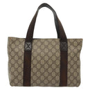 GUCCI GG Supreme Tote Bag PVC Beige Silver 141976 Auth bs28870-3