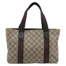 GUCCI GG Supreme Tote Tas PVC Beige Zilver 141976 Auth bs28870-2