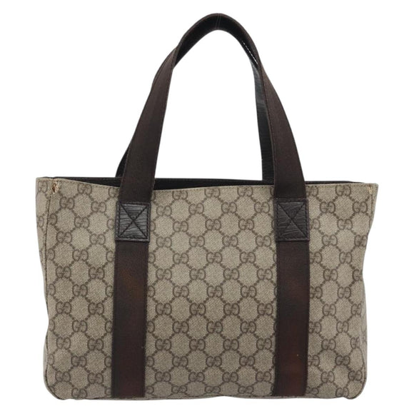 GUCCI GG Supreme Tote Tas PVC Beige Zilver 141976 Auth bs28870