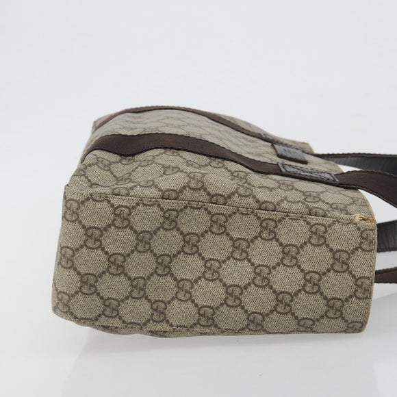 GUCCI GG Supreme Tote Tas PVC Beige Zilver 141976 Auth bs28870