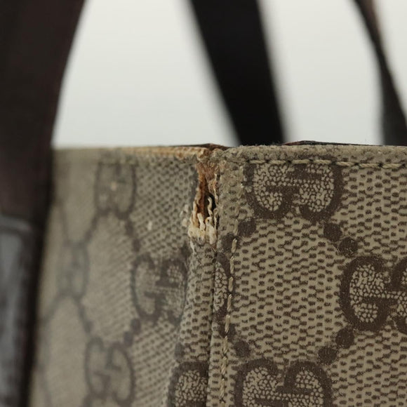 GUCCI GG Supreme Tote Bag PVC Beige Silver 141976 Auth bs28870