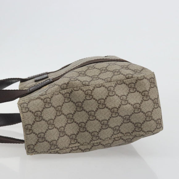 GUCCI GG Supreme Tote Tas PVC Beige Zilver 141976 Auth bs28870