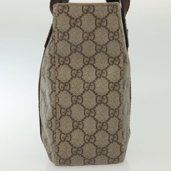 GUCCI GG Supreme Tote Bag PVC Beige Silver 141976 Auth bs28870