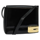 GUCCI Shoulder Bag Enamel Black Gold 0001 3444 1812 Auth bs28872-1