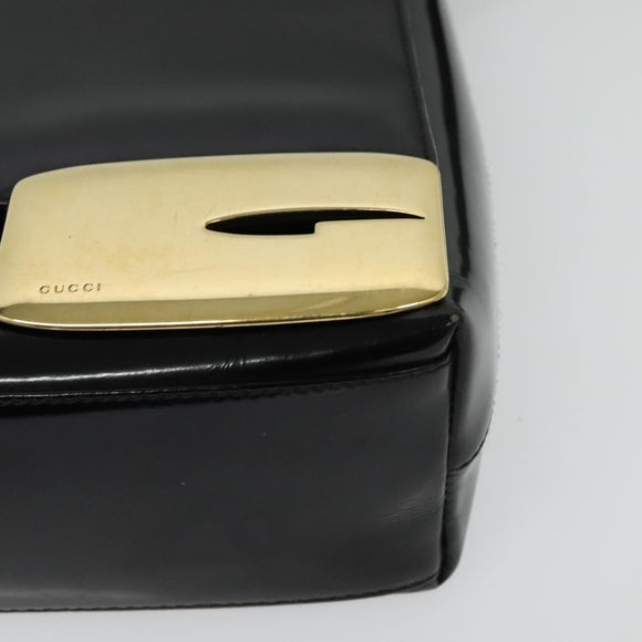 GUCCI Shoulder Bag Enamel Black Gold 0001 3444 1812 Auth bs28872