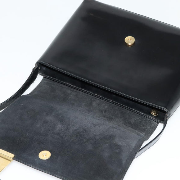 GUCCI Shoulder Bag Enamel Black Gold 0001 3444 1812 Auth bs28872