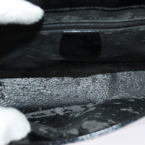 GUCCI Shoulder Bag Enamel Black Gold 0001 3444 1812 Auth bs28872