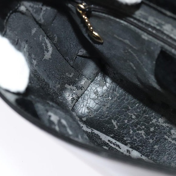 GUCCI Shoulder Bag Enamel Black Gold 0001 3444 1812 Auth bs28872