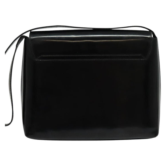 GUCCI Shoulder Bag Enamel Black Gold 0001 3444 1812 Auth bs28872