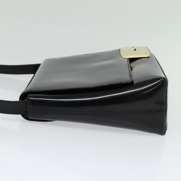 GUCCI Shoulder Bag Enamel Black Gold 0001 3444 1812 Auth bs28872