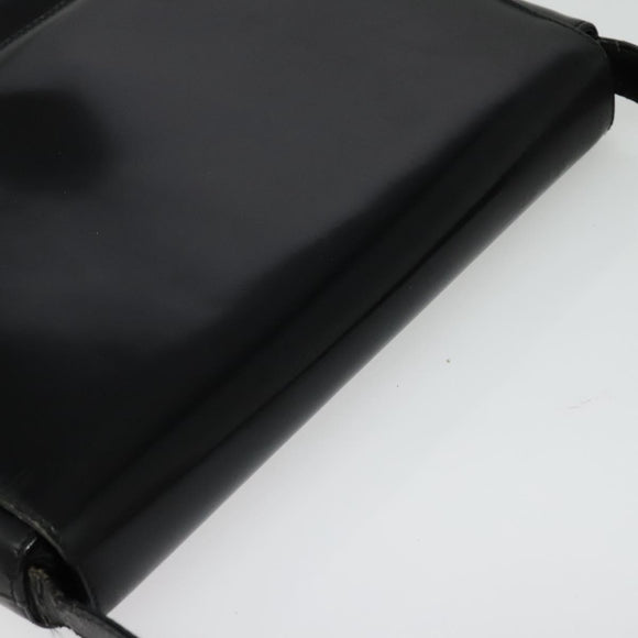 GUCCI Shoulder Bag Enamel Black Gold 0001 3444 1812 Auth bs28872