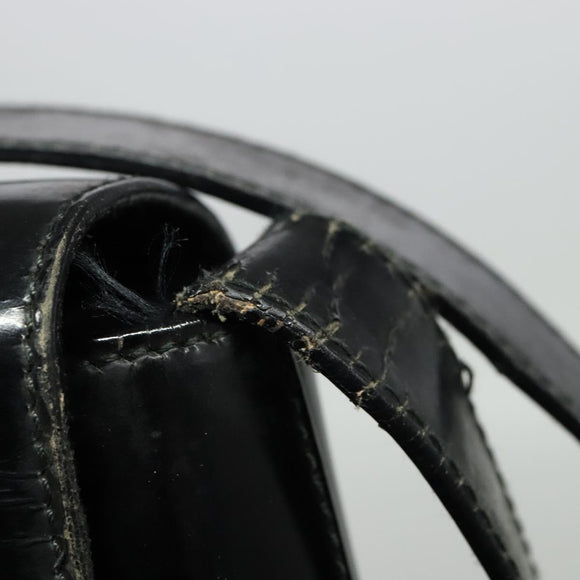 GUCCI Shoulder Bag Enamel Black Gold 0001 3444 1812 Auth bs28872