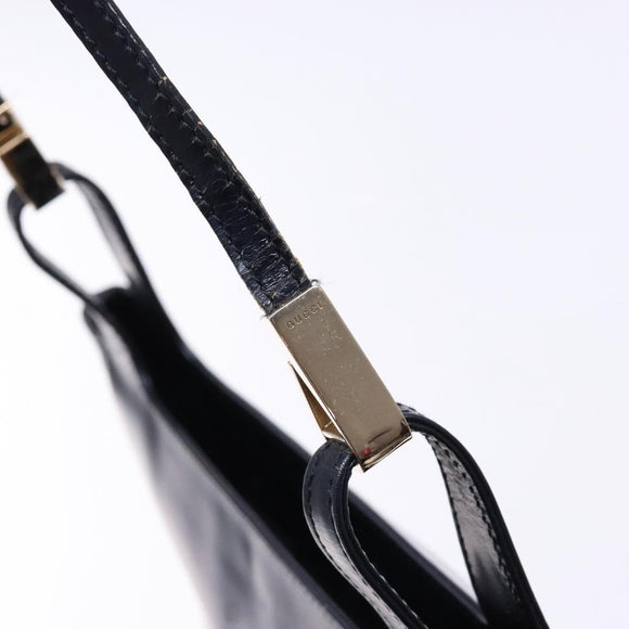 GUCCI Shoulder Bag Enamel Navy Silver Auth bs28873