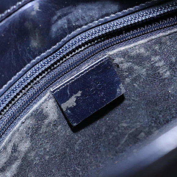GUCCI Shoulder Bag Enamel Navy Silver Auth bs28873