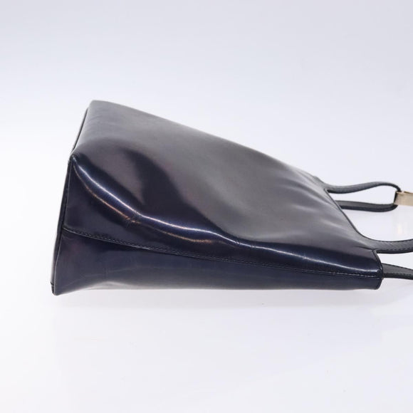 GUCCI Shoulder Bag Enamel Navy Silver Auth bs28873