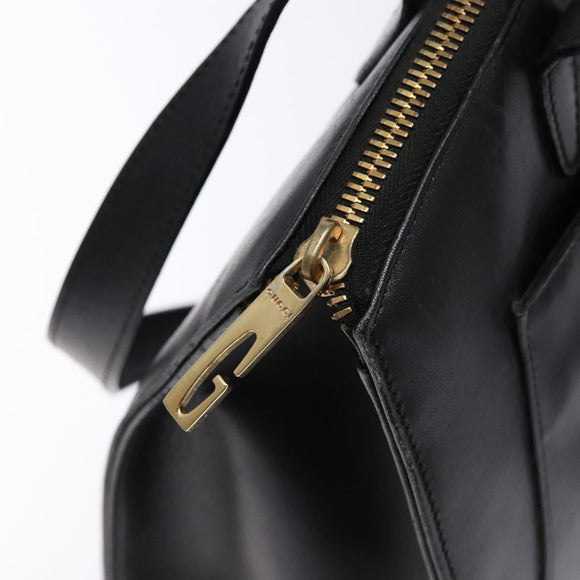 GUCCI Shoulder Bag Leather Black Gold 002 1998 0346 Auth bs28875