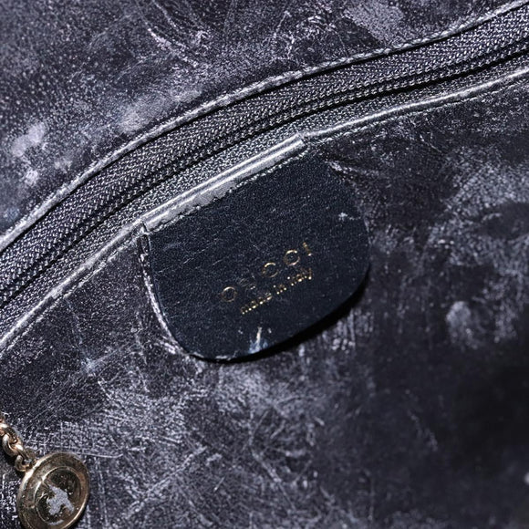 GUCCI Shoulder Bag Leather Black Gold 002 1998 0346 Auth bs28875