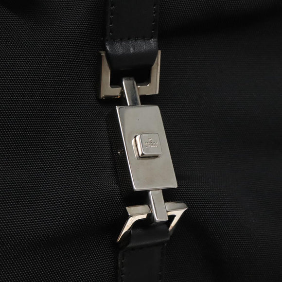 GUCCI Jackie Shoulder Bag Nylon Leather Black Silver 002 1074 Auth bs28878