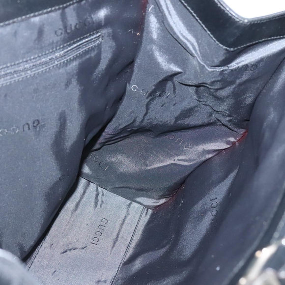 GUCCI Jackie Shoulder Bag Nylon Leather Black Silver 002 1074 Auth bs28878