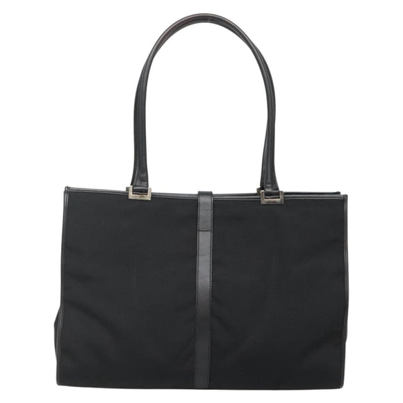 GUCCI Jackie Shoulder Bag Nylon Leather Black Silver 002 1074 Auth bs28878