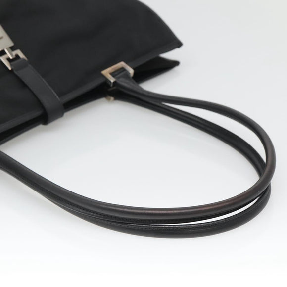 GUCCI Jackie Shoulder Bag Nylon Leather Black Silver 002 1074 Auth bs28878