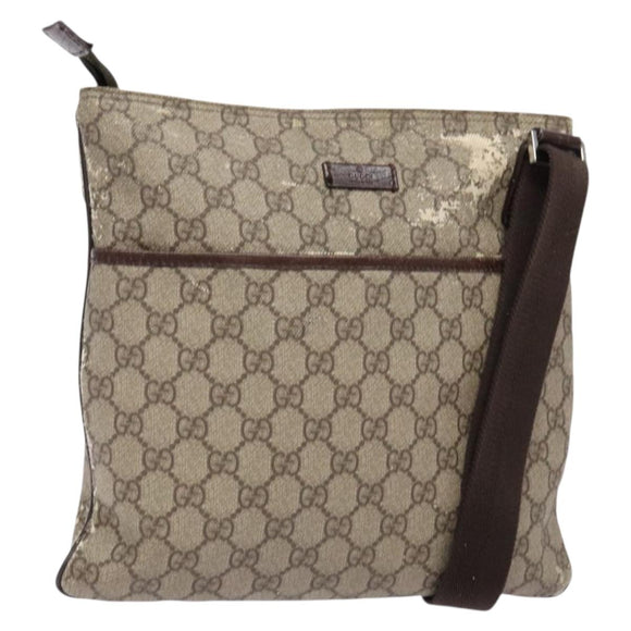 GUCCI GG Supreme Shoulder Bag PVC Beige Gold 141626 Auth bs28880