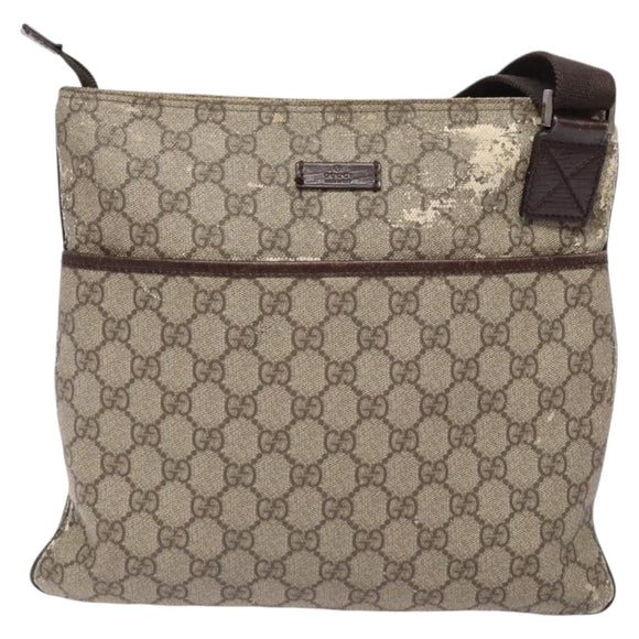 GUCCI GG Supreme Shoulder Bag PVC Beige Gold 141626 Auth bs28880