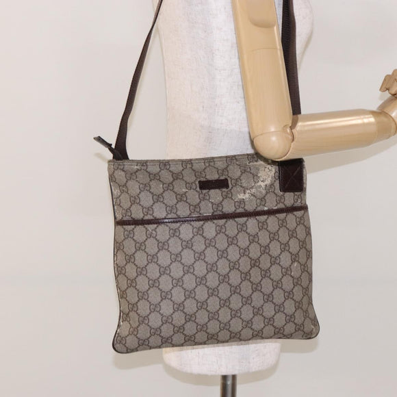 GUCCI GG Supreme Shoulder Bag PVC Beige Gold 141626 Auth bs28880