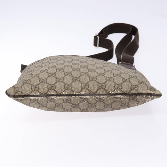 GUCCI GG Supreme Shoulder Bag PVC Beige Gold 141626 Auth bs28880