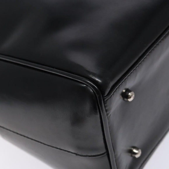 GUCCI Hand Bag Enamel Black Silver 002 2865 1313 Auth bs28882