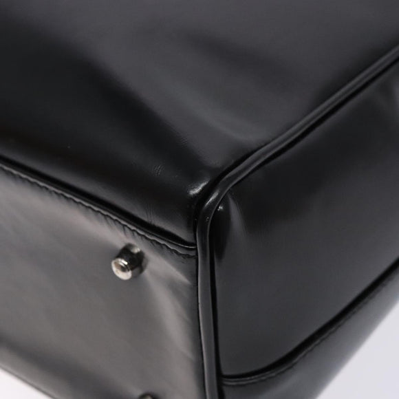 GUCCI Hand Bag Enamel Black Silver 002 2865 1313 Auth bs28882